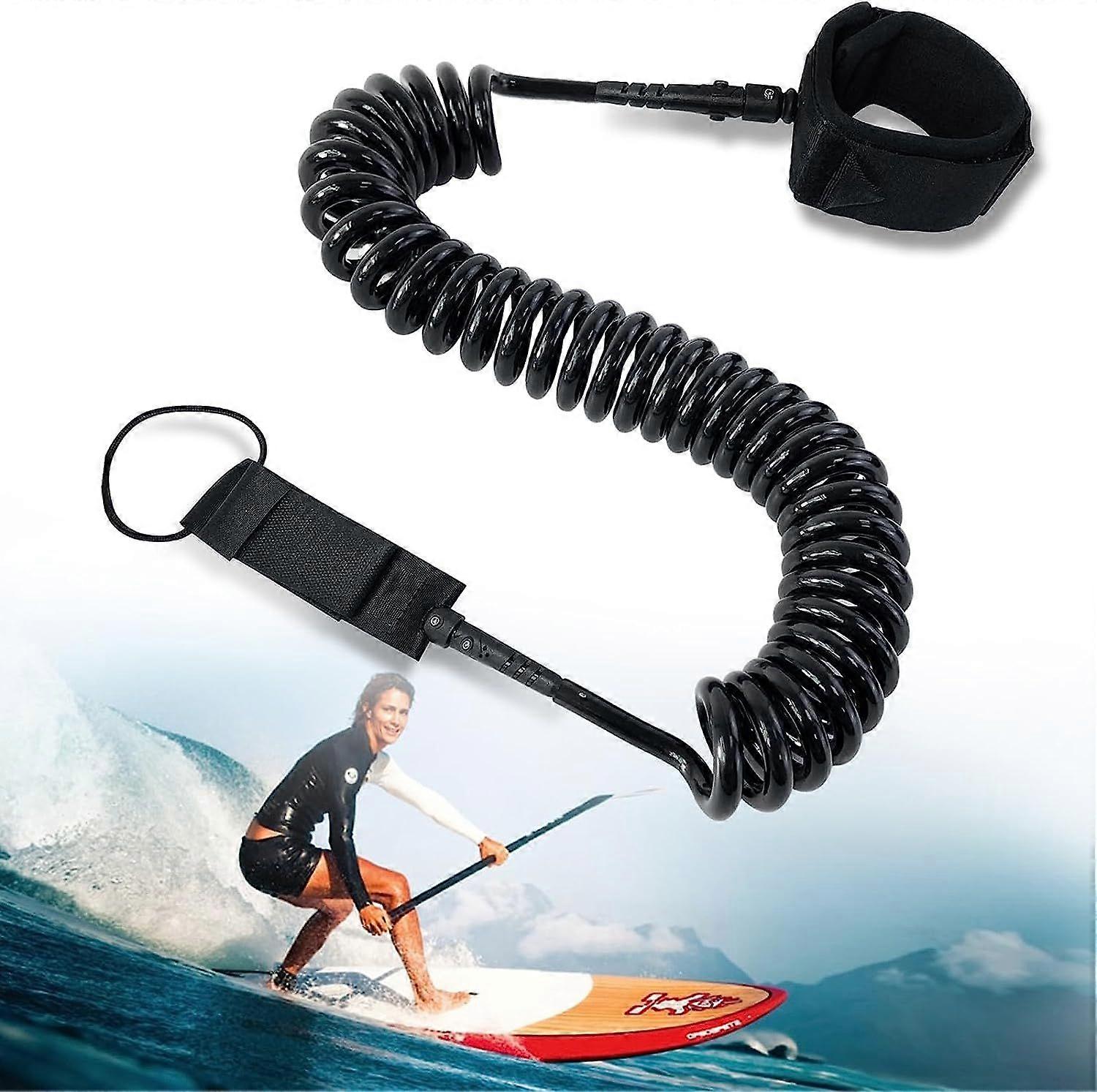 10ft Surf Leash, 7mm SUP Ankle Leash, Paddle Board Foot Rope, Surfboard Leash for Bodyboard, Kayak, Stand Up Paddle Board Black