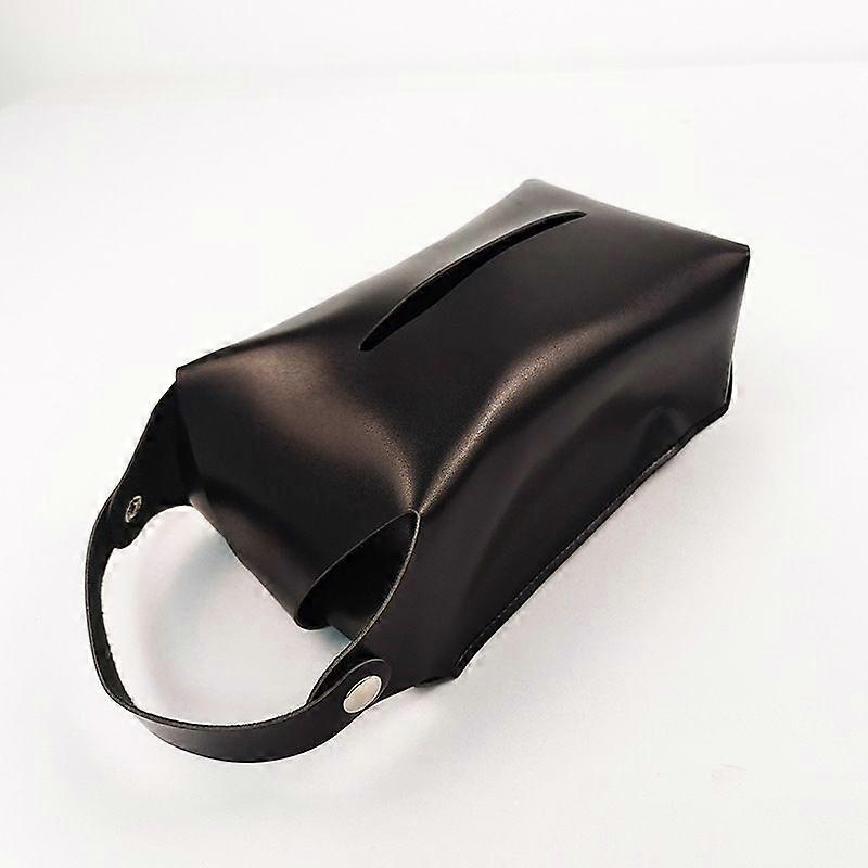 Hanging Drawer Handle Detachable Household Deskleather Tissue Box Simple Solidblack