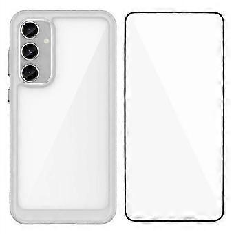 WANLONFENG MF Series for Samsung Galaxy S23 FE Case TPU Acrylic Clear Phone Cover with Tempered Glas