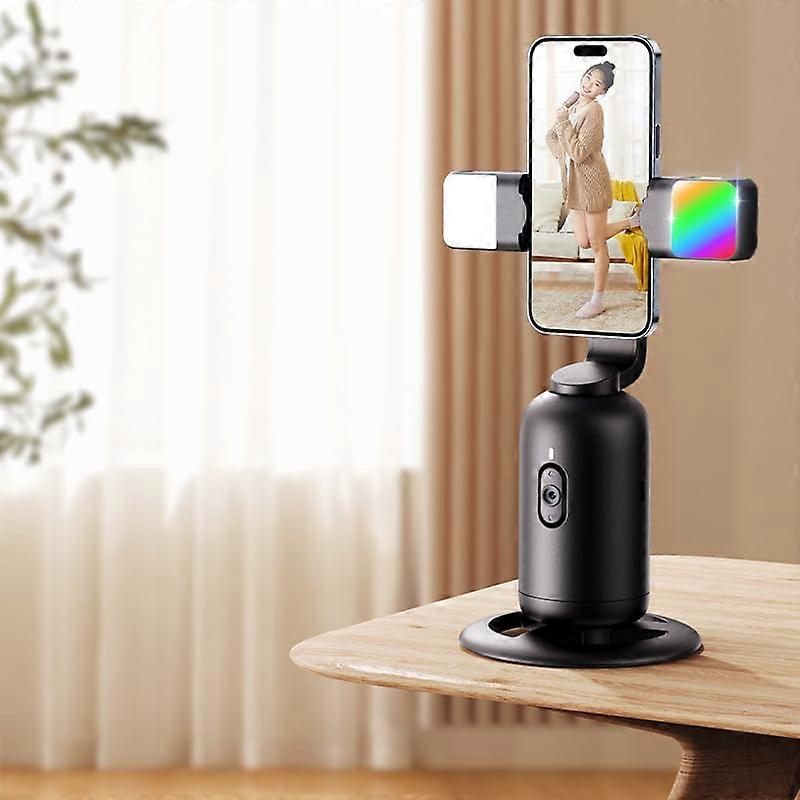 J01 360° Turning Base 180° flip Smart face Tracking Rechargeable Color Charging Support Light Portrait or Landscape Selfie Stand