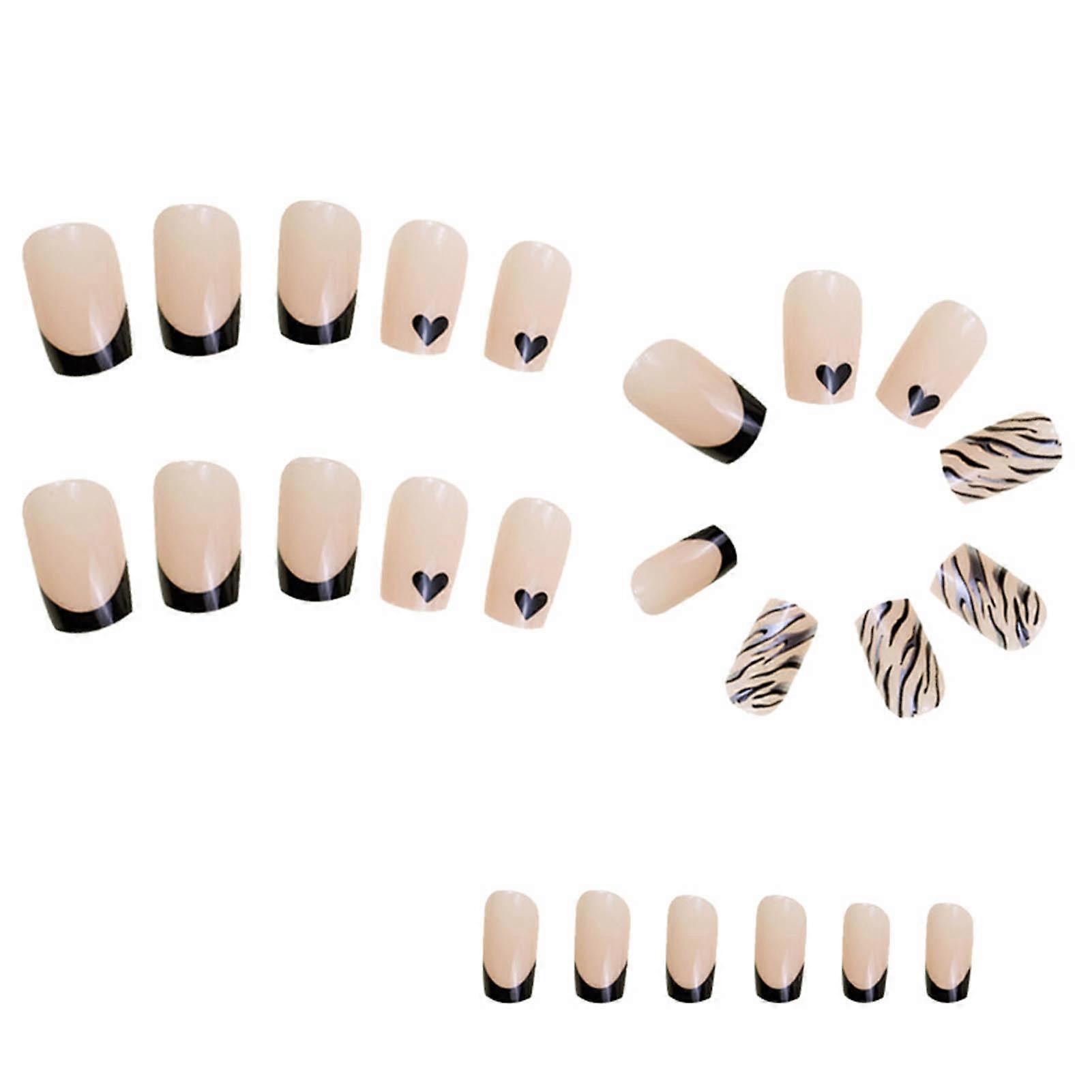 Pink Zebra Pattern False Nails Easy to Apply & Remove Nails
