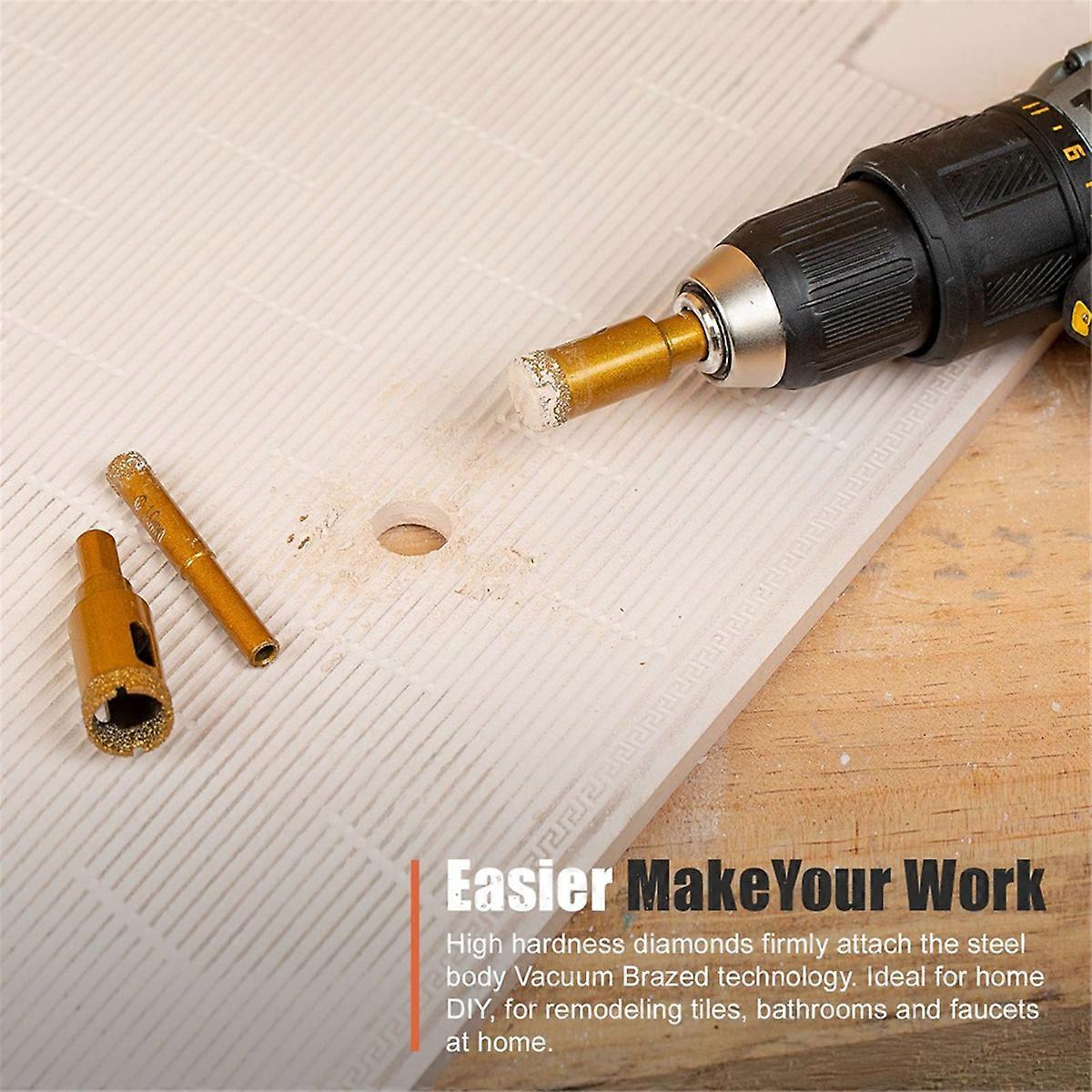 Diamond Hole Saw Kit, Dry/Wet Brazing Tile Core Drill Bits Sets