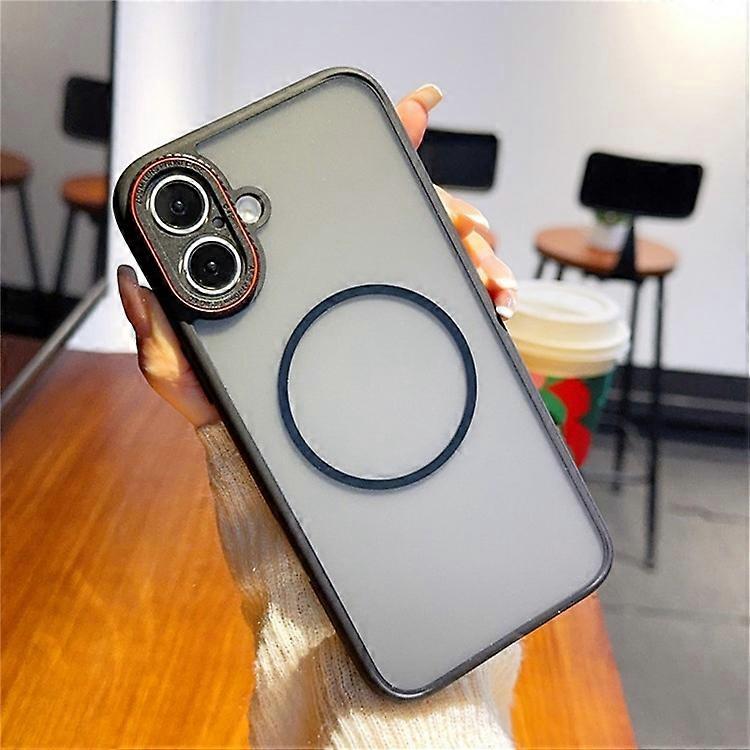 Compatible For iPhone 16 Case Compatible with MagSafe Red Lens Ring Shockproof TPU + PC Translucent Phone Cover