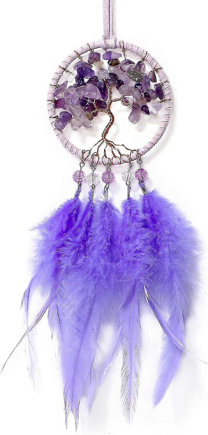 Dream Catcher Car Rear View Mirror Pendant Car Charm with Crystal Beads Tree of Life Small Dream Catchers for Rearview Mirror Hanging Kids Bedroom Dec