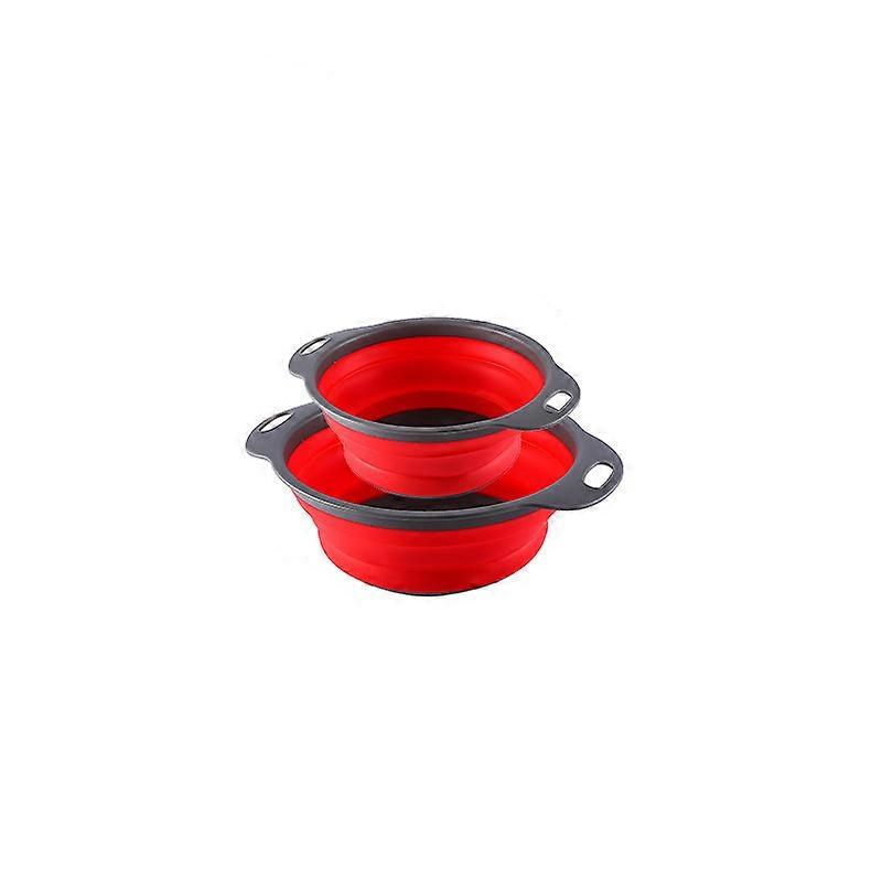 Collapsible Colander Filter Set 2 Pieces Space-Saving Silicone Kitchen Foldable Food Filter (Large + Small)