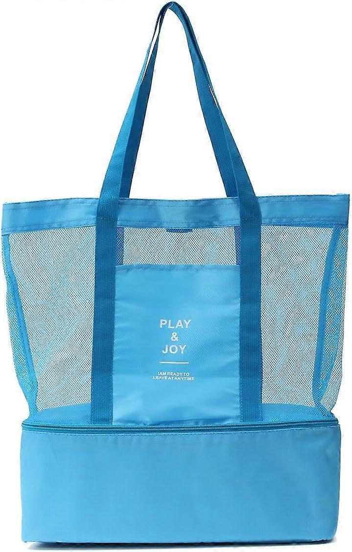 Foldable and Insulated Multifunctional Picnic or Shopping Bag for Lunch, School, Beach and Grocery Shopping (Blue)