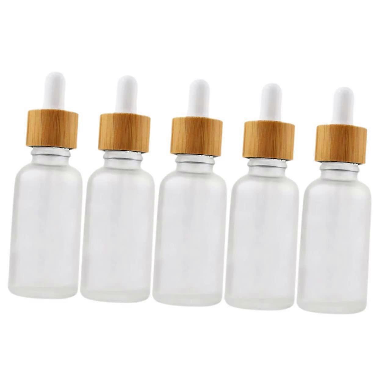 Bamboo Circle Glass Dropper Bottles Essential Oil Bottles for Travel Aromatherapy Perfume 5 Pack 30ml