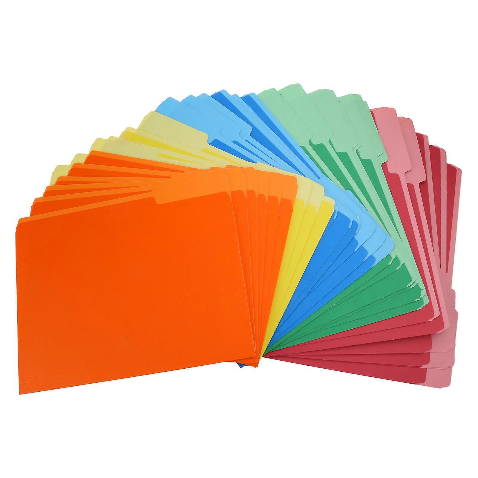 30 pcs / ensemble de chemises de taille lettre Dossiers en papier pratiques Dossiers de fichiers pour l’école à la maison Bureau Entreprise assortie 5 couleurs