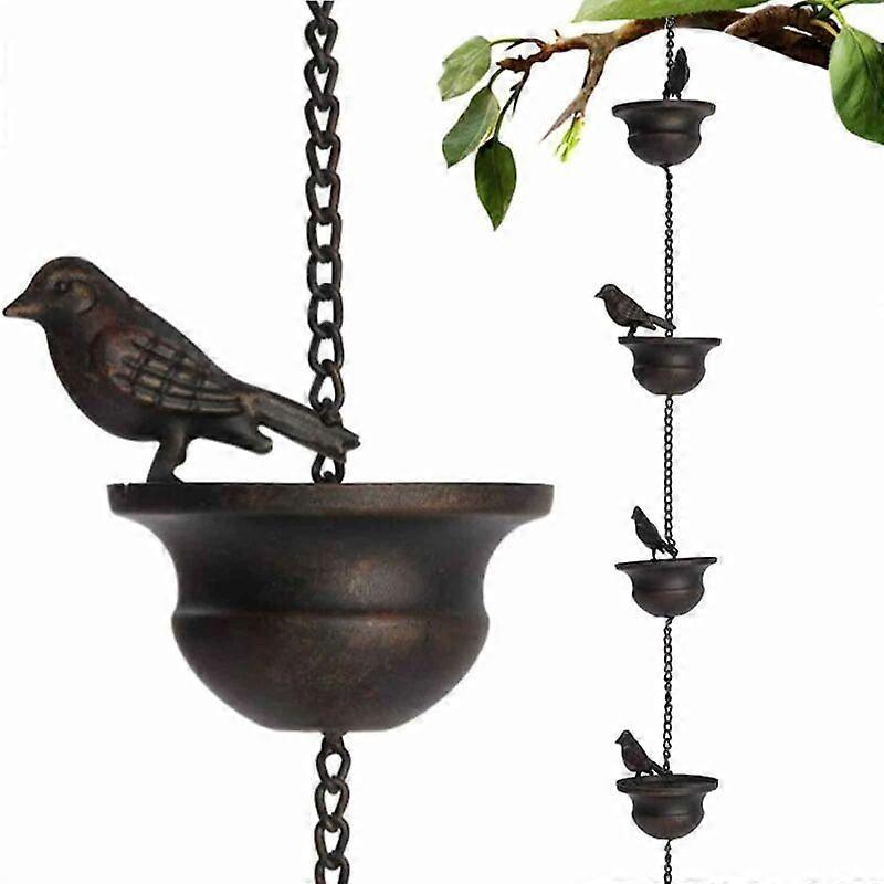 Rain Chains for Gutters Mobile Birds on Cups Rain Chimes 7.8 Feet Rain Chimes with Hanger and Attached Birds
