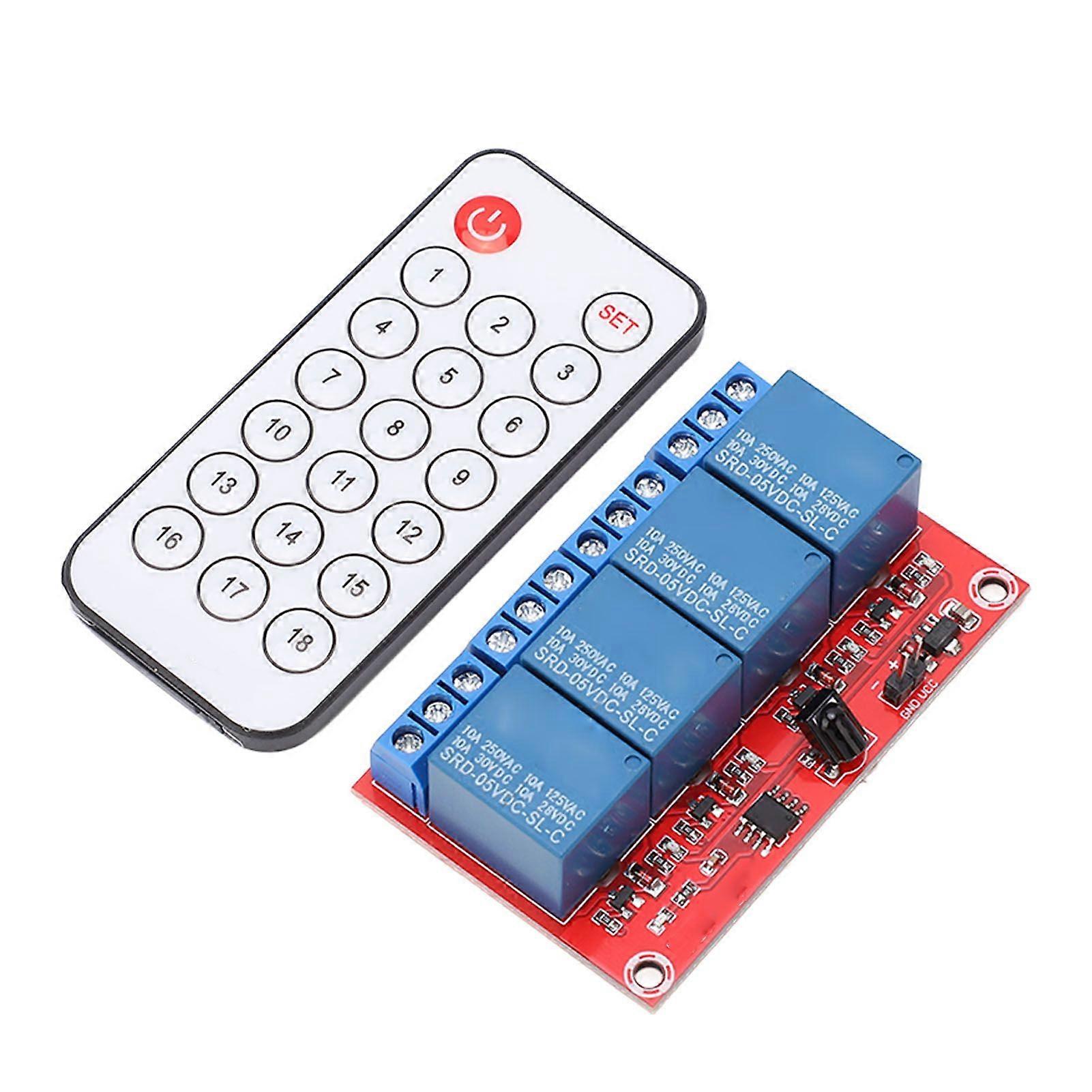 High quality  4-way infrared receiving relay driver board + remote control 4CH