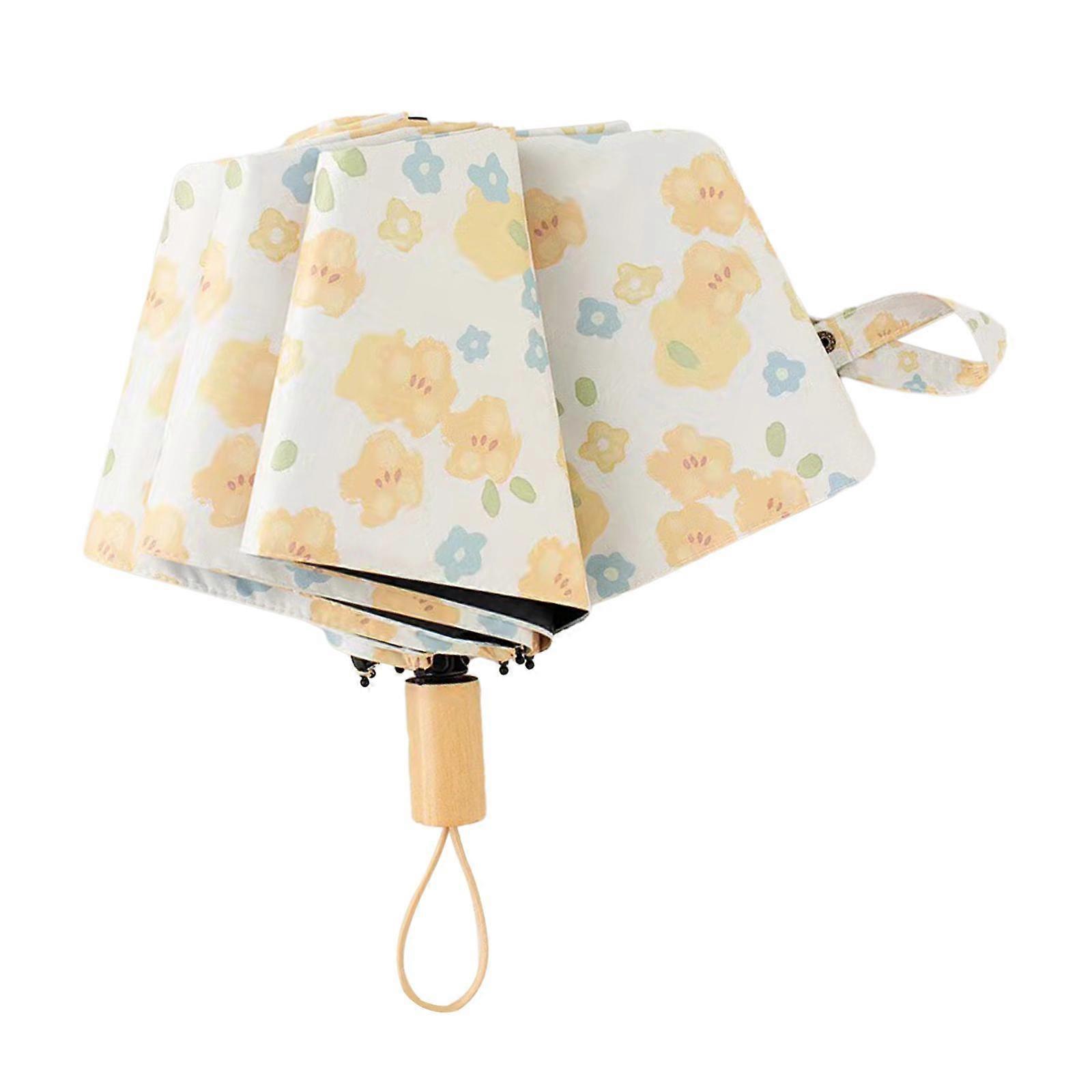 Folding Umbrella Flower Pattern Portable Umbrella Rainproof Sun Rain Umbrellas