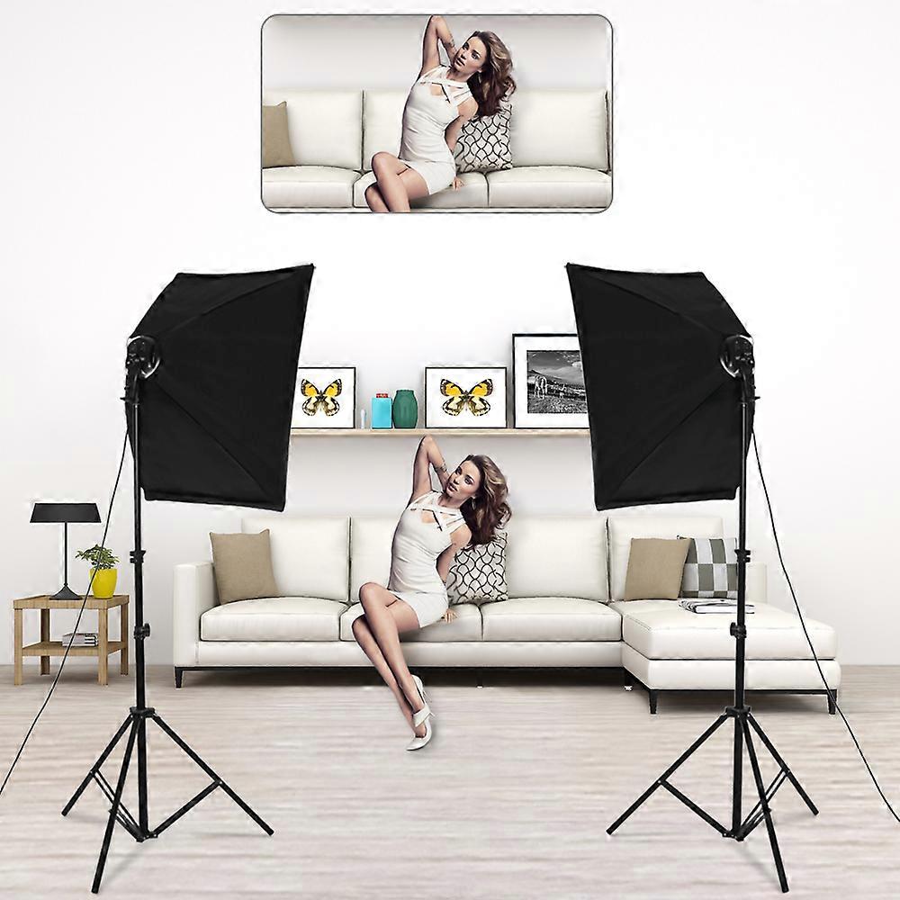 Andoer Studio Lighting Kit - 50x70cm Softboxes, 45W Bulbs, 2m Stands, Portable Bag