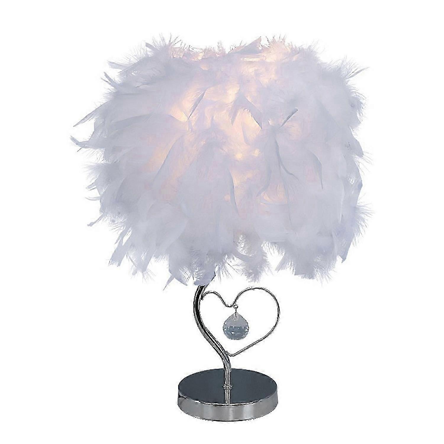 Feather Bedside Table Lamp LED Light with Pendant Stable Base Design Soft Glow Push Button Switch