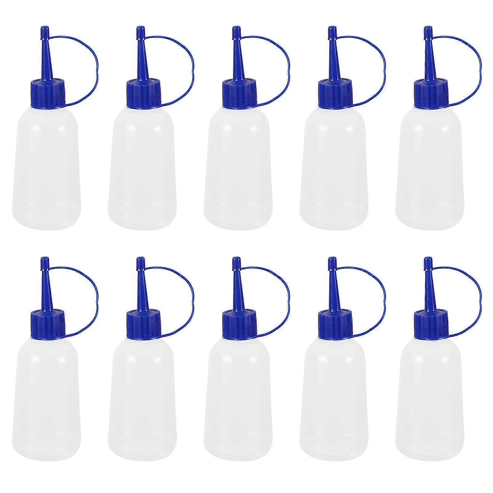10pcs LDPE Plastic Dispensing Bottles with Precision Tip and Blue Caps – Refillable Applicator Bottles for Glue, Oil, Crafts, and Repairs