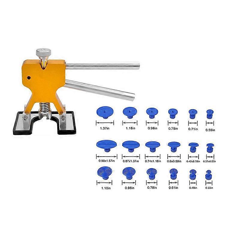 Paintless Dent Repair kit,Dent Puller,Dent Removal Set for Car,Fridge,Tools (19pcs, gold+blue)