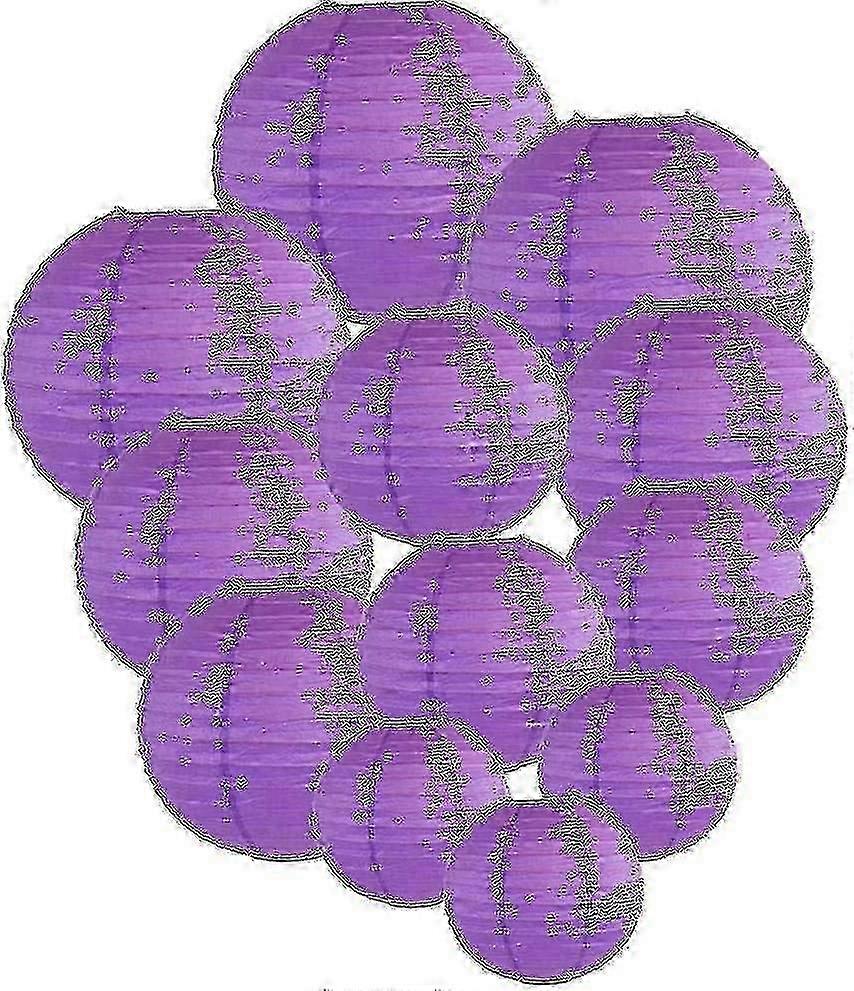 パーティーデコレーション用の12個のカラフルなペーパーランタン-4サイズ、パープル