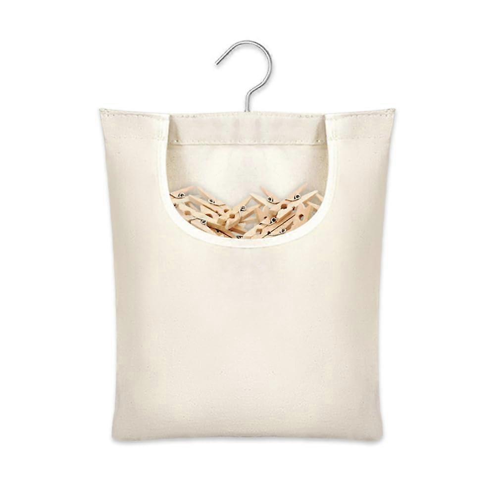 Clothes Peg Bag For Clothes Pegs Storage Beige Briefcase Style Peg Basket With Hooks Hanging Organizer