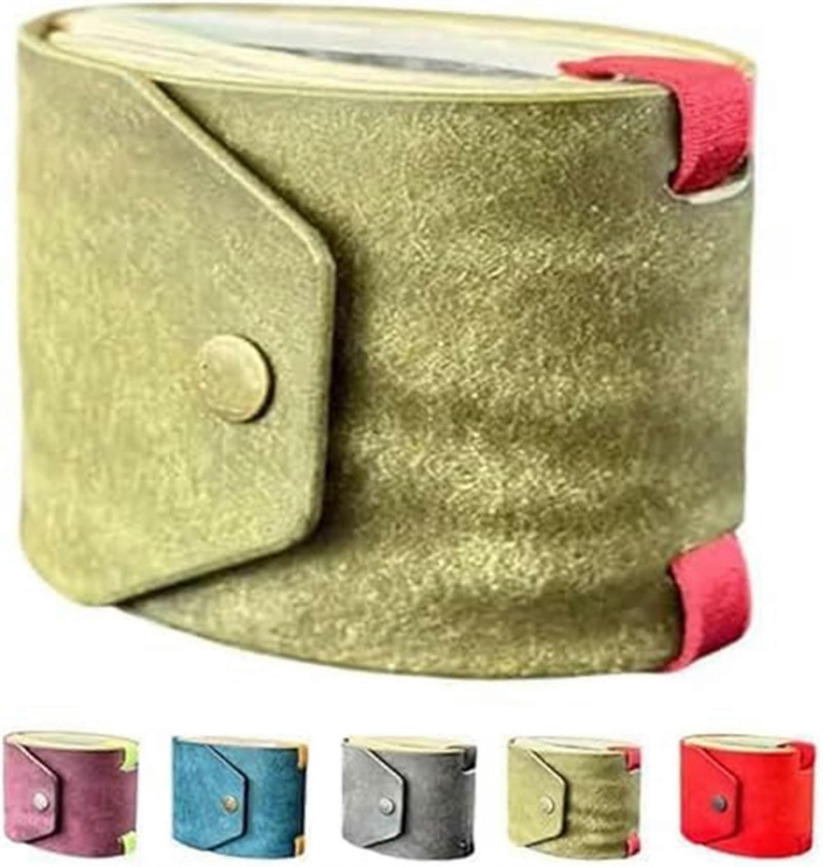 Handcrafted Leather Wallet Green With Magnetic Closure Wallet Bands For Quick Cash Access