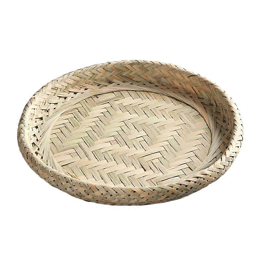 Dried Fruit Box Hand Made Storage Basket Bamboo For Home Kitchen Use Round Shape 1Pack