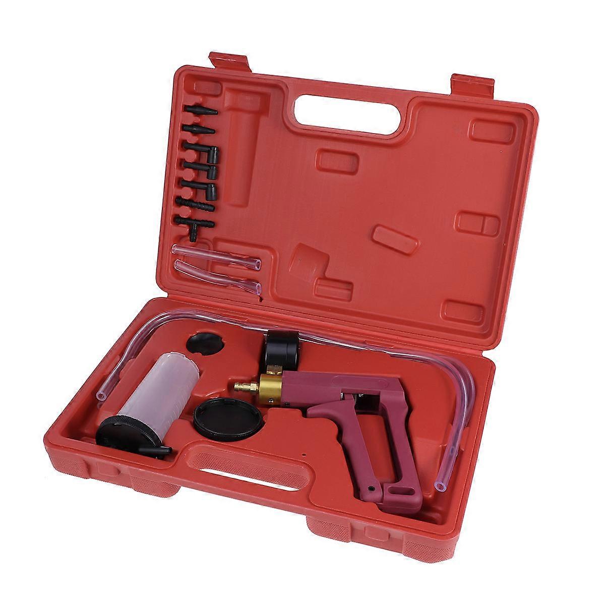 Manual Vacuum Pump Brake Oil Replacement Tool with Gauge, Portable Car Brake Fluid Suction and Detection Kit for All Vehicle Models with Carrying Case