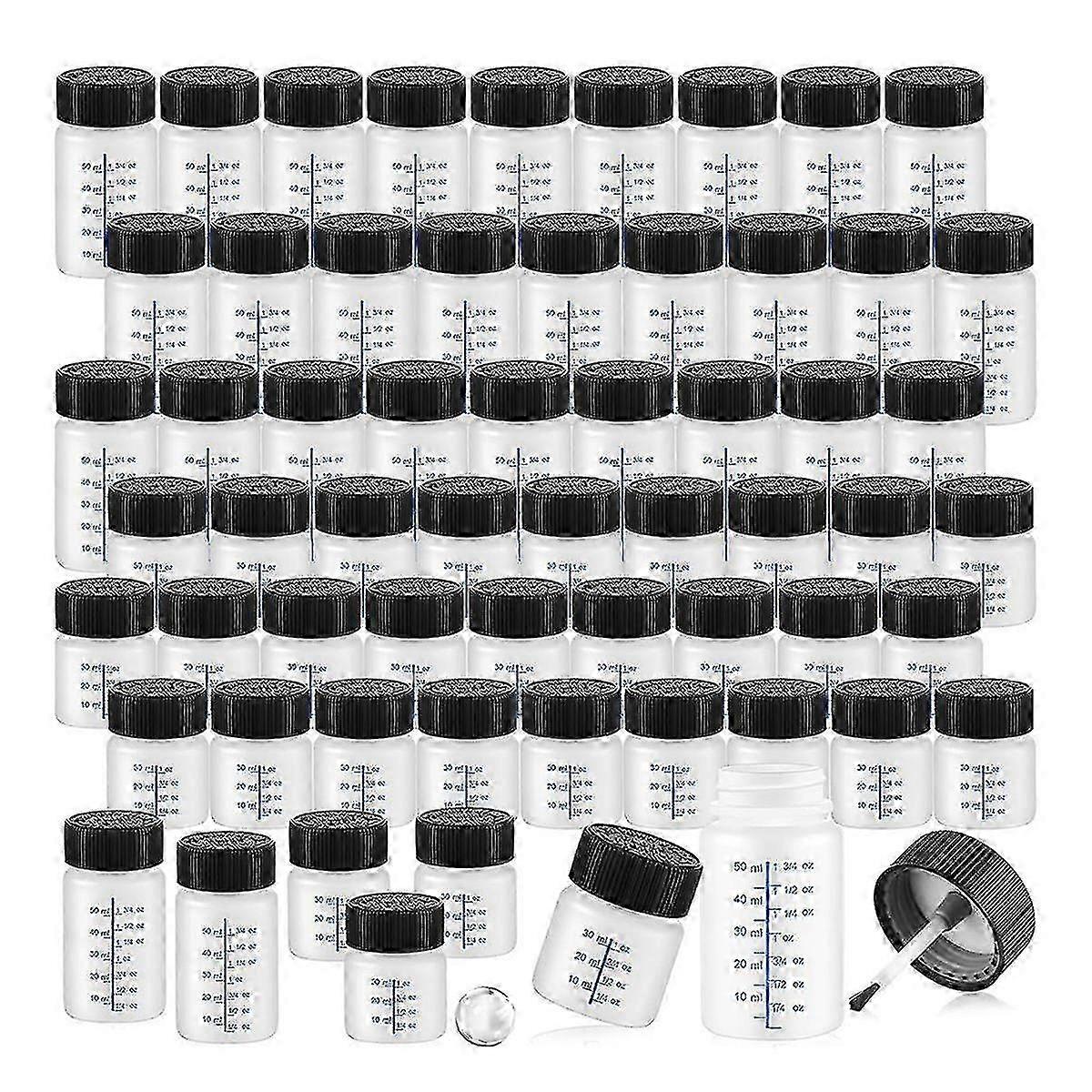 60 Pcs Touch Up Paint Bottles with Applicator Brush and Lids 2 Oz and 1 Oz Liquid Capacity Plastic for Various Brands
