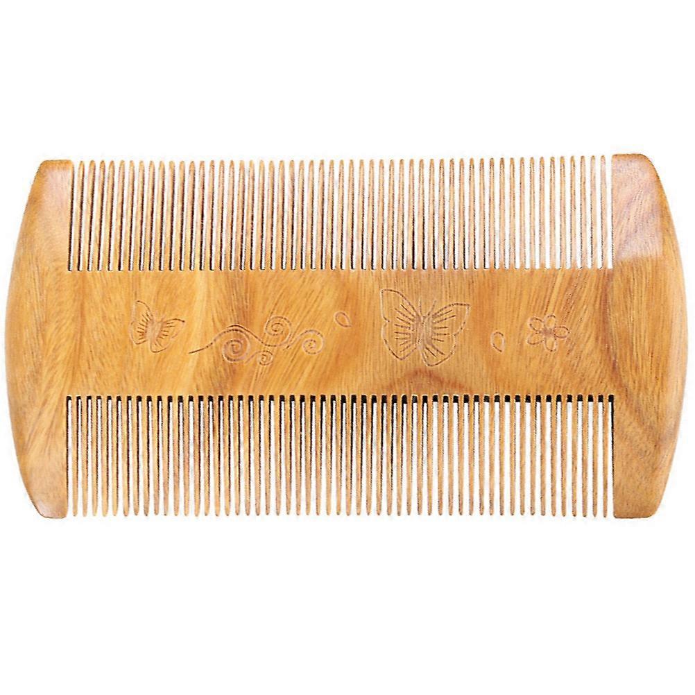 Men's Comb Beard Grooming Care Green Sandalwood Double Row Design Travel 1Set