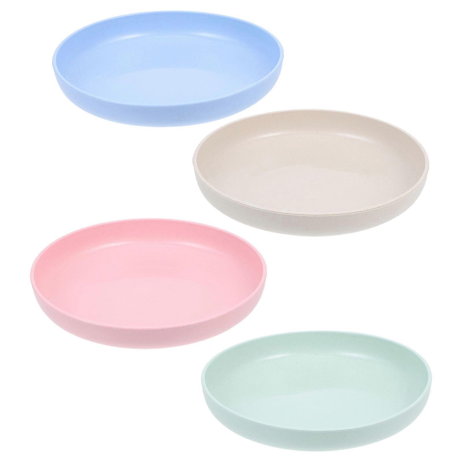 Straw Creative Dinner Plate Unbreakable Kitchen Plates Party Multifunctional 4Pcs