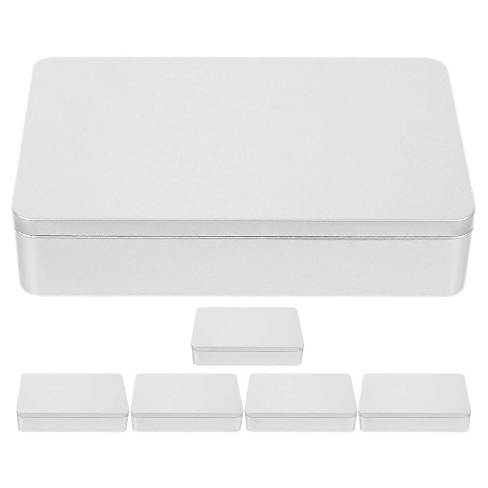 Storage Container Small Bead Organizers Tinplate Storage Cases Dirt Resistant Rectangular Metal Style 6Pcs