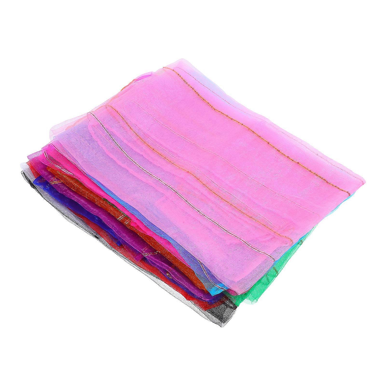 Imagination Enhancement Multicolor Square Scarves For Juggling Chiffon Kids Dance Decorations 10Pcs
