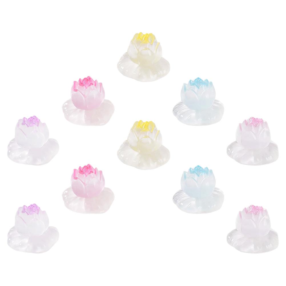 Here's a refined and engaging product description based on your input:
**10pcs Glow in the Dark Miniature Lotus Flowers – Resin Figurines for