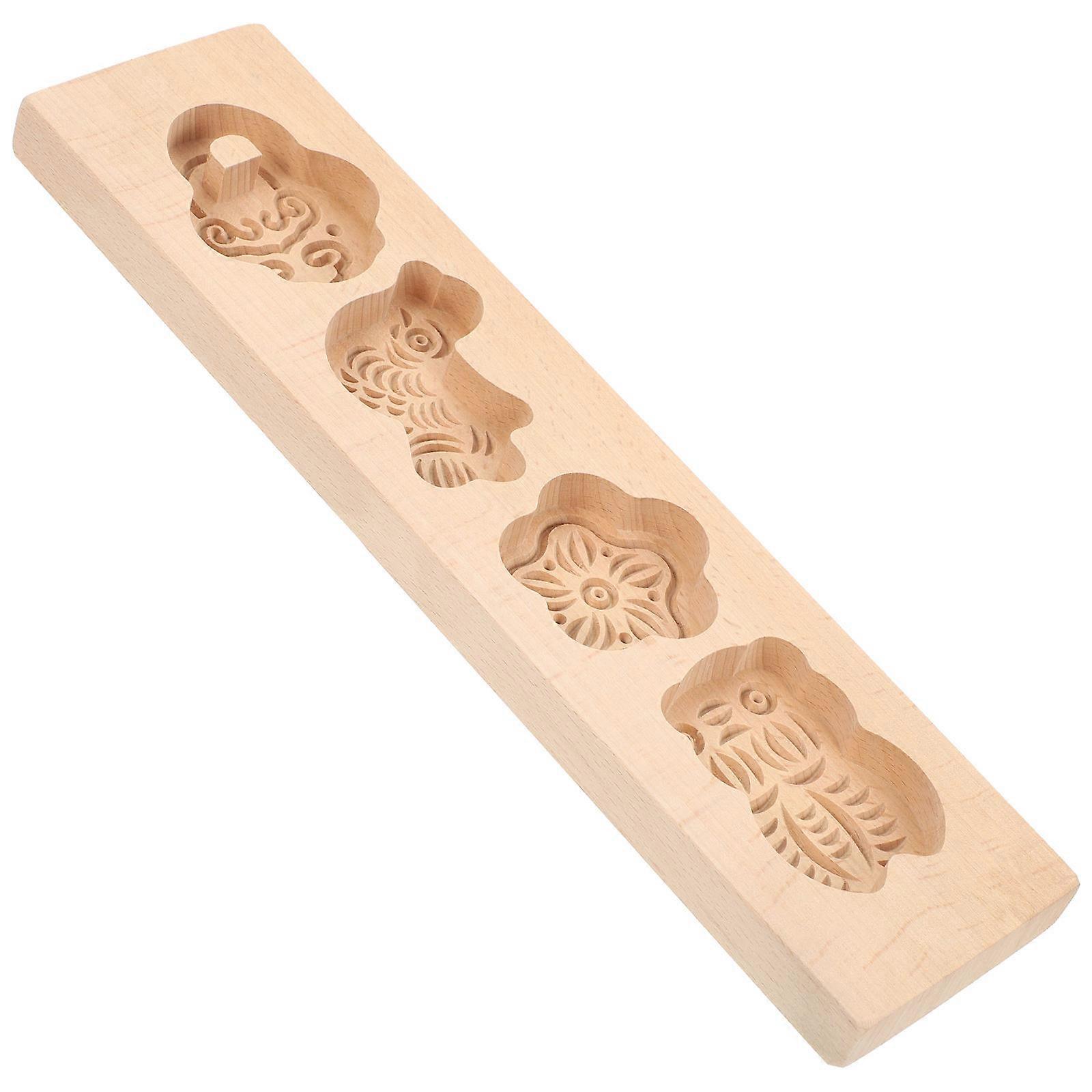 Cookie Mould Wooden Baking Mold For Family Gatherings Basket Shape 30.00X7.00X2.00cm Parents with Kids 1Set