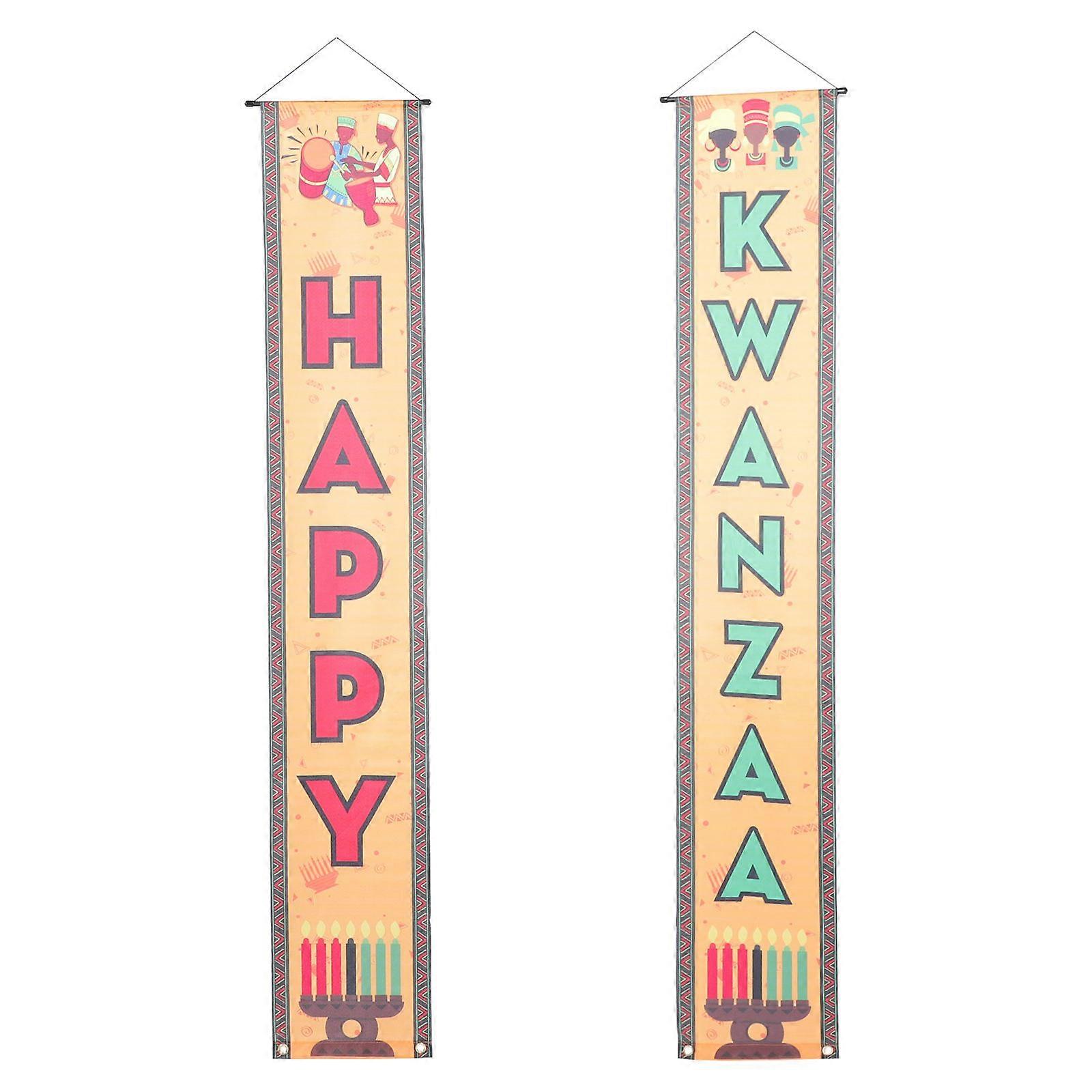 Multipurpose Decorative Door Curtain Kwanzaa Hanging Banners Polyester Material Guest Welcome 2Pcs