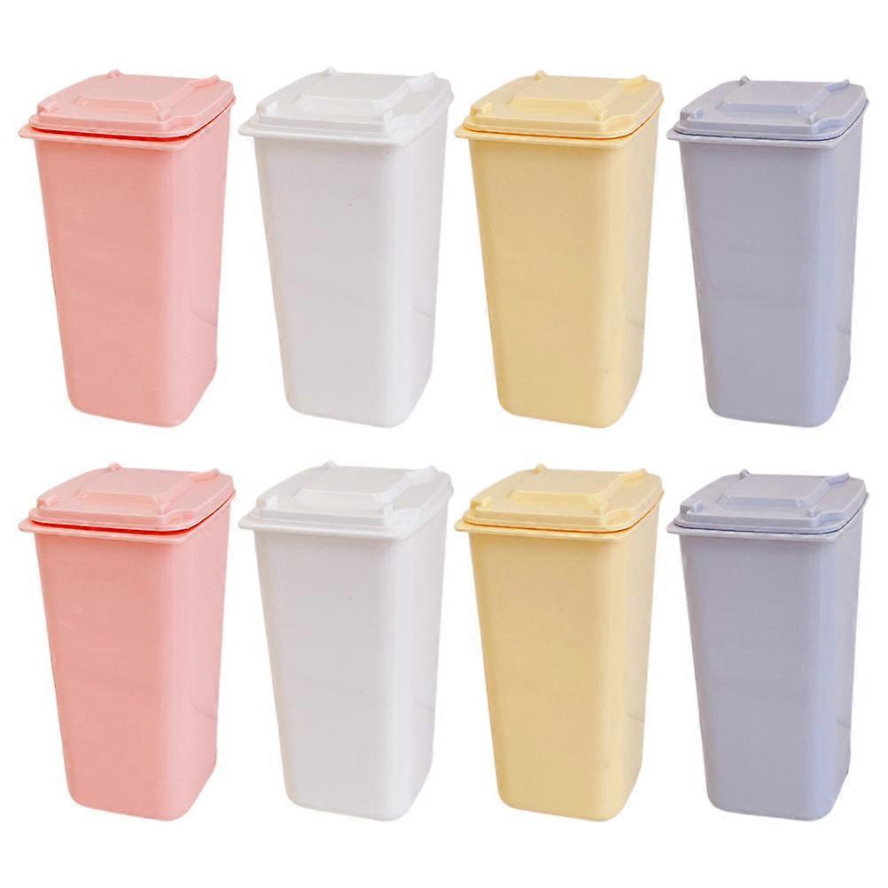 Mini Desk Trash Can Desktop Organizer Small Items Rectangular PP Plastic Waste Storage Home Office 8Pcs