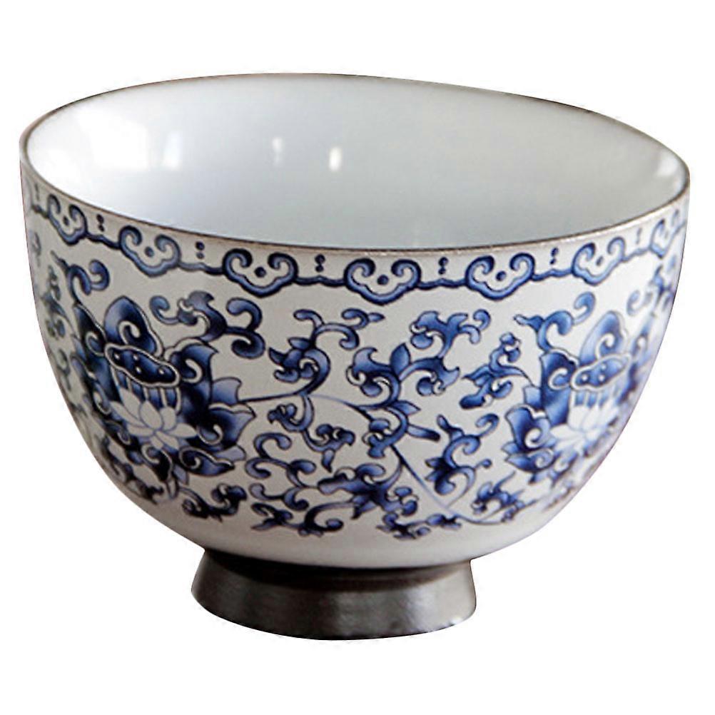 Vintage Blue and White Porcelain Tea Cup – Ceramic Tasting Cup with Smooth Surface and Rounded Edges