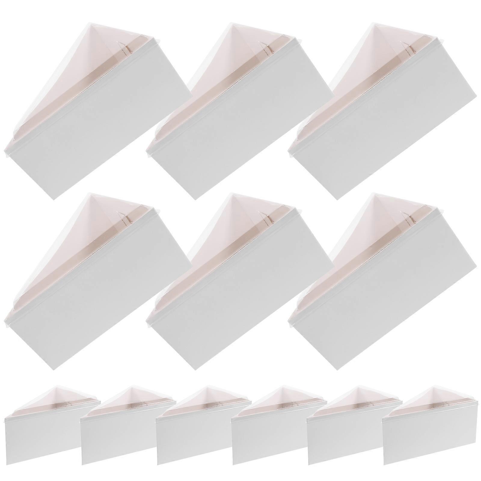 Boîte à gâteau en papier triangle Boîtes à tranches de gâteau triangle blanc 13.60X8.50X6.50CM Couvercle transparent 50Sets
