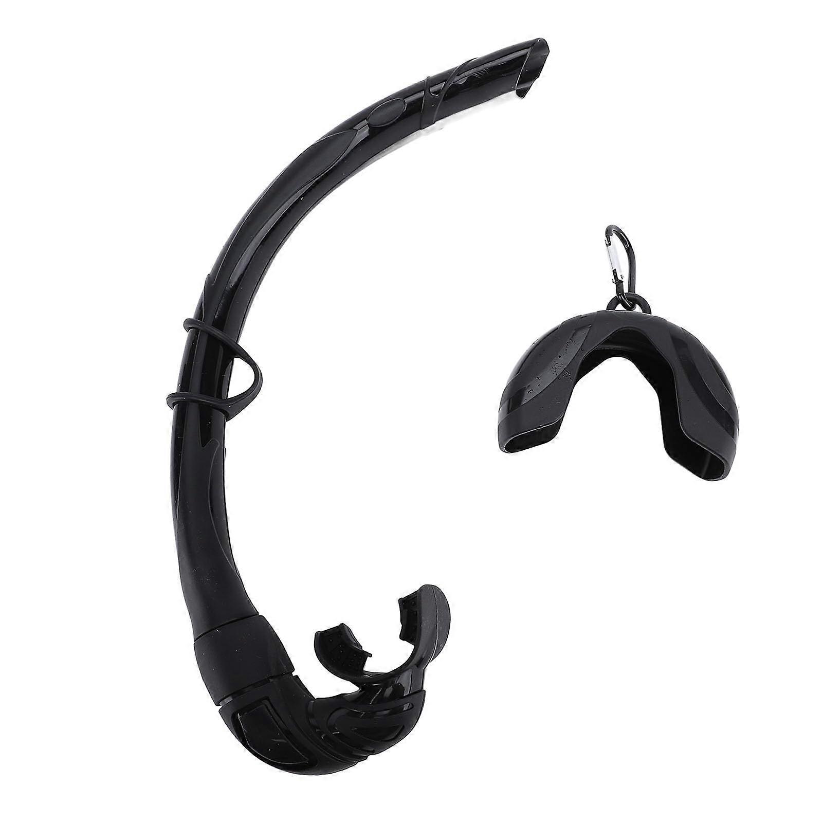Flexible Silicone Folding Snorkel Tube for Freediving, Diving, Snorkelling Training, Black, Durable Design