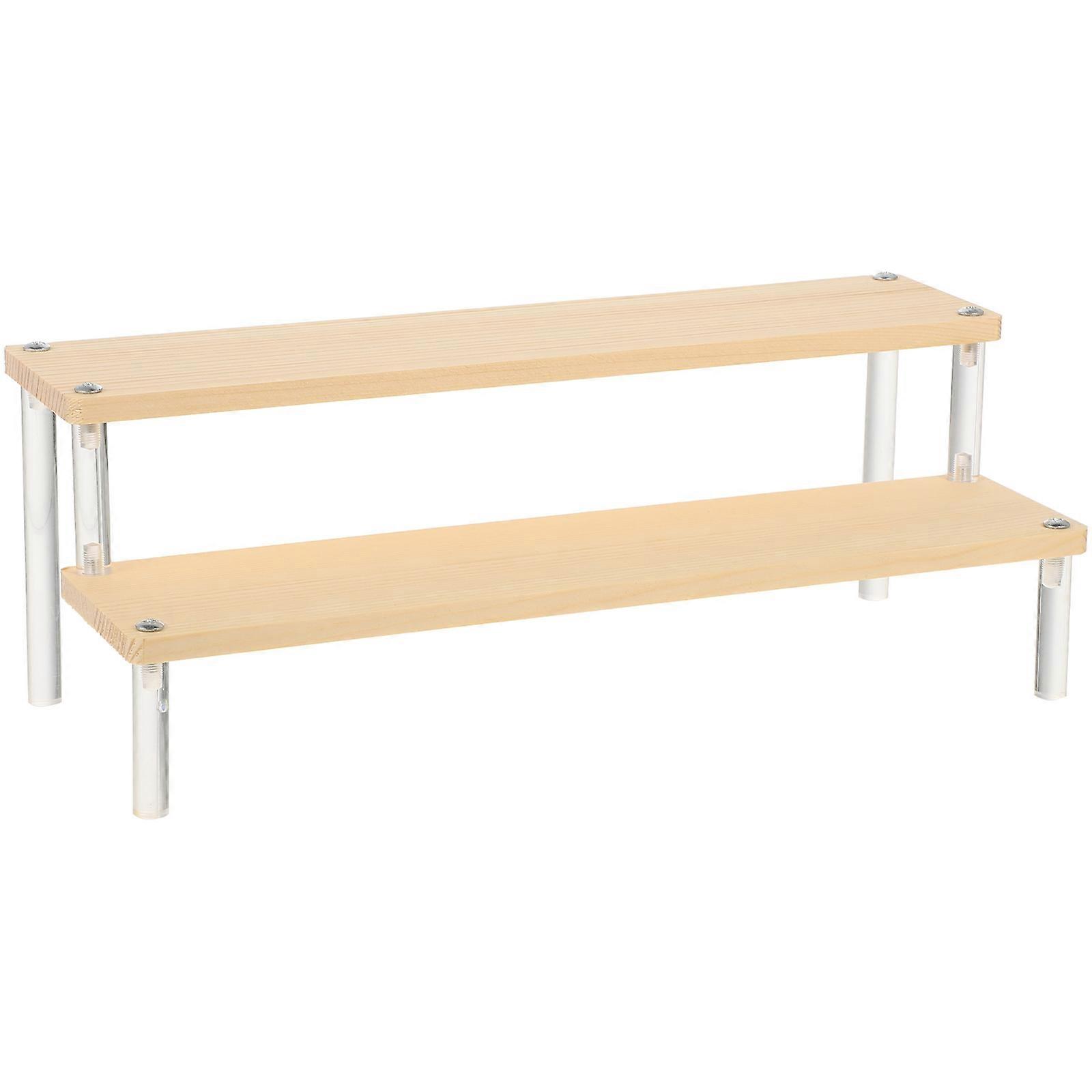 Counter Display Stand Double Layer Sundries Organizer Rack Cosmetic Storage Khaki 30X12X11CM Storage 1Pcs