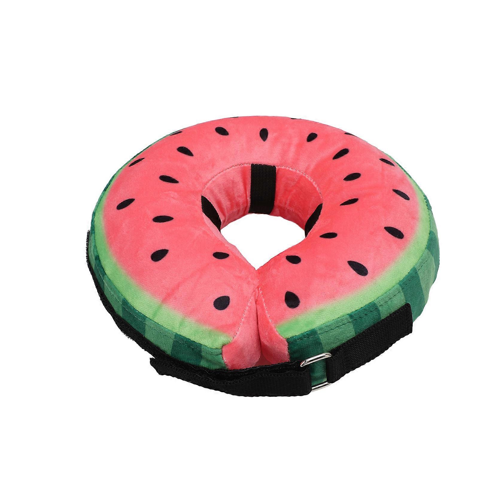 Inflatable Fruit Pet Collar Comfortable Donut Shape Removable Inflatable Pet Collar Watermelon Size L