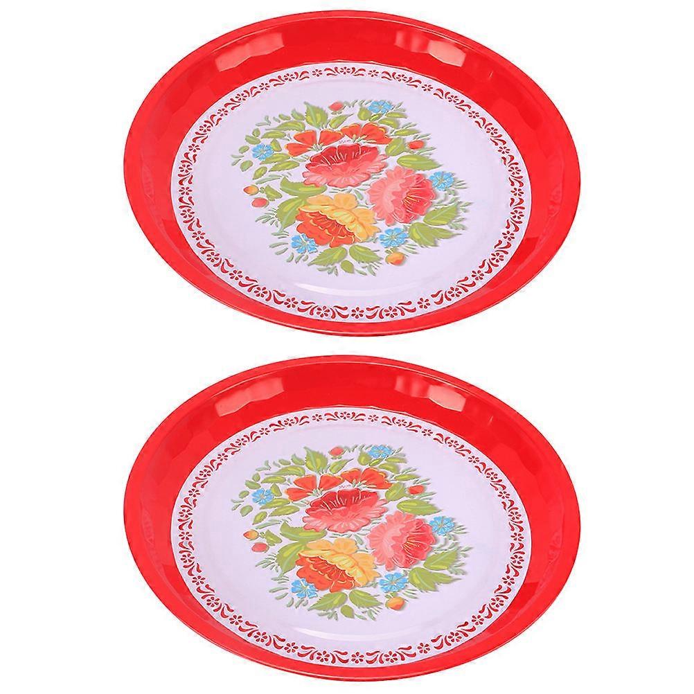 Reusable Small Serving Plates Chinese Style Serving Plates Friends Red 30X30X4CM Storage 2Set
