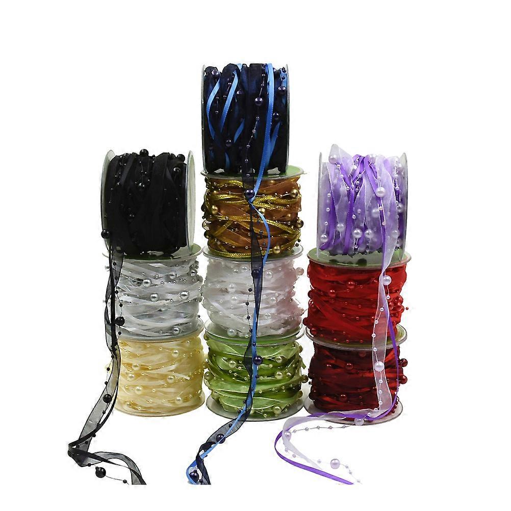 Ribbon for Bouquet Present Wrapping Sheer Glitter Yarn Craft Supplies in Black Color 7x7cm 1 Roll
