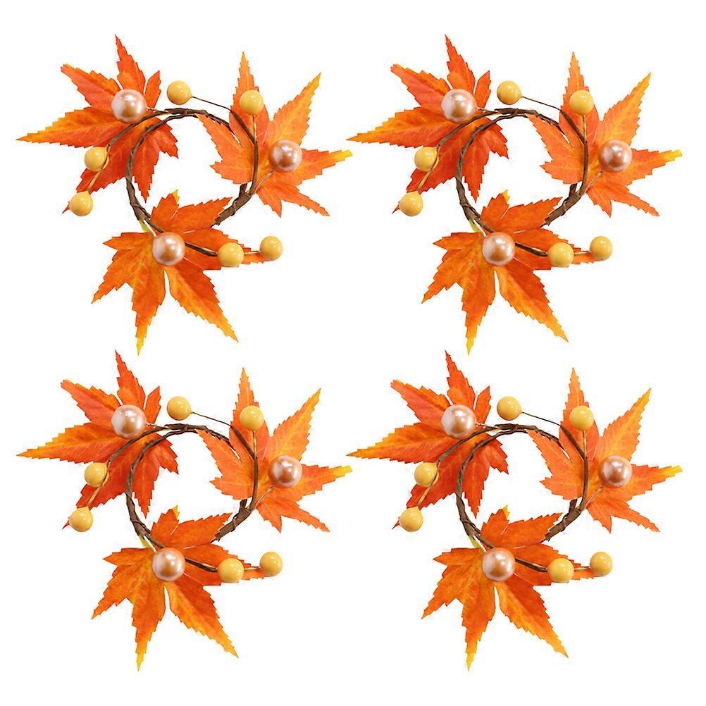 Thanksgiving Day Napkin Holders Maple Leaf Shape Hotel Use Iron Wire 4Pcs Orange