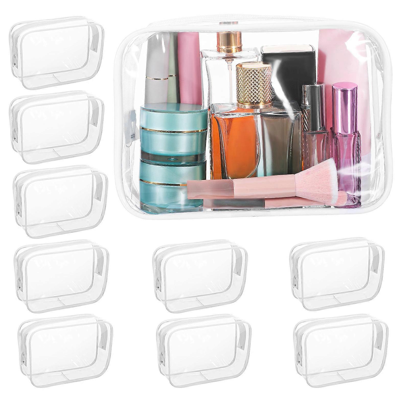 Clear Makeup Pouch Cosmetics Bag Travel Use Rectangular Storage Organizer 10Set