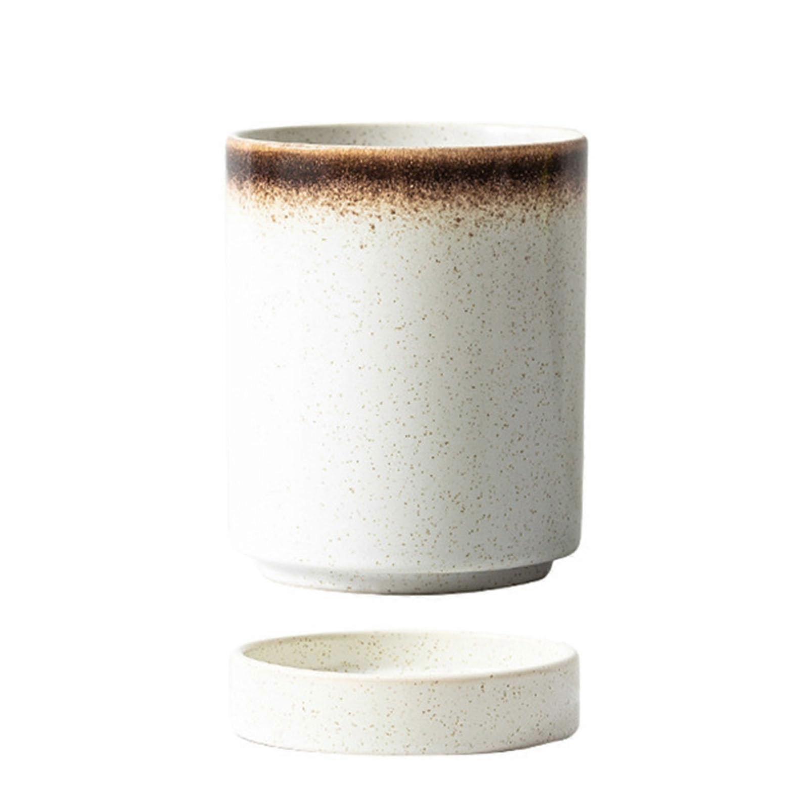 Ceramic Utensil Holder with Draining Board, Kitchen Storage Organizer for Cooking Utensils and Home Decor