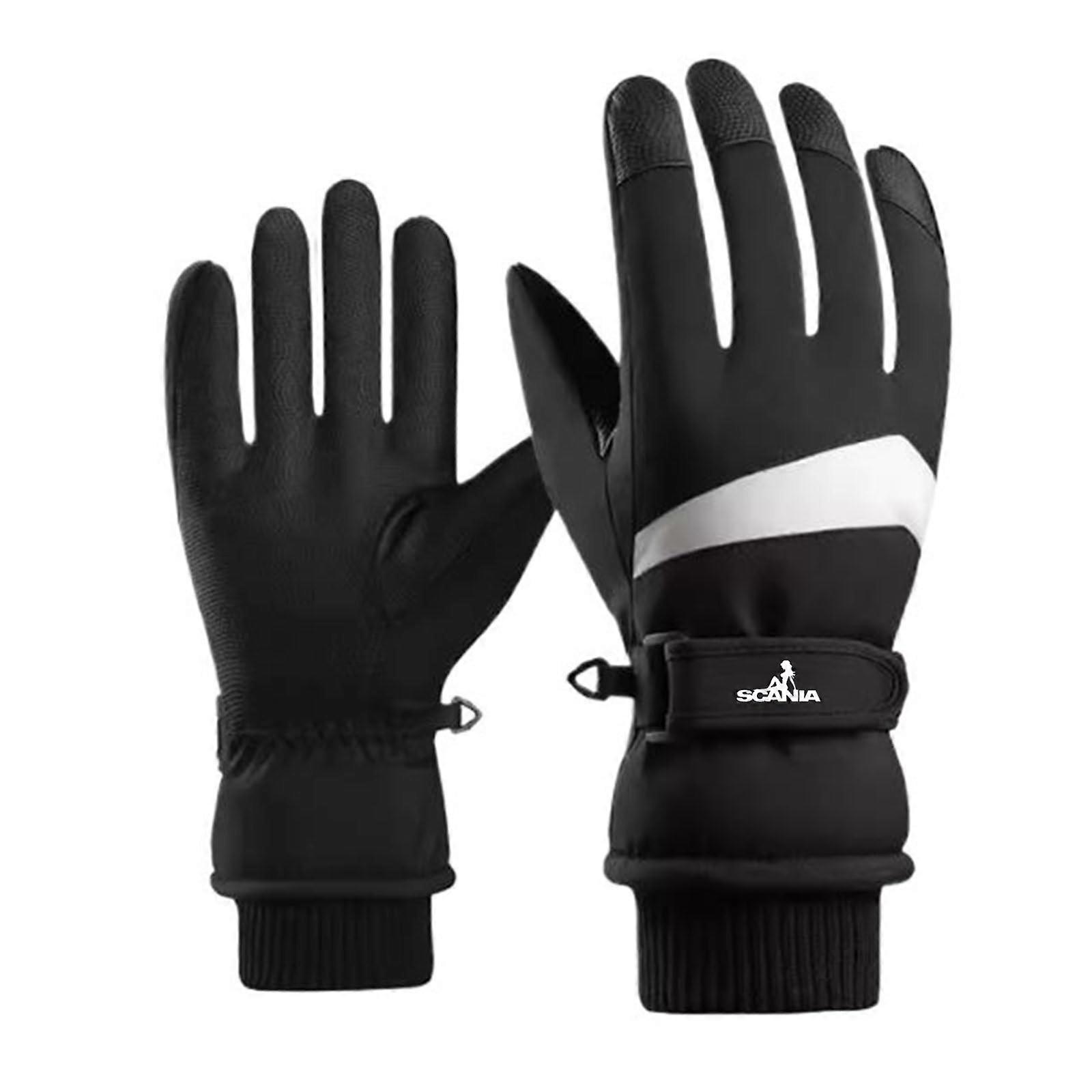 Winter Gloves Men Sc.an.ia, Windproof Ski Gloves, One Size Fits All, Black, Waterproof and Insulated Material