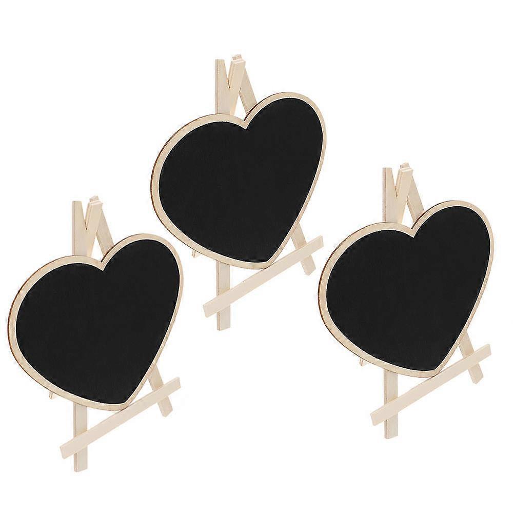Tabletop Chalkboard Heart Shaped Writing Board Black Wood Reusable 3Set
