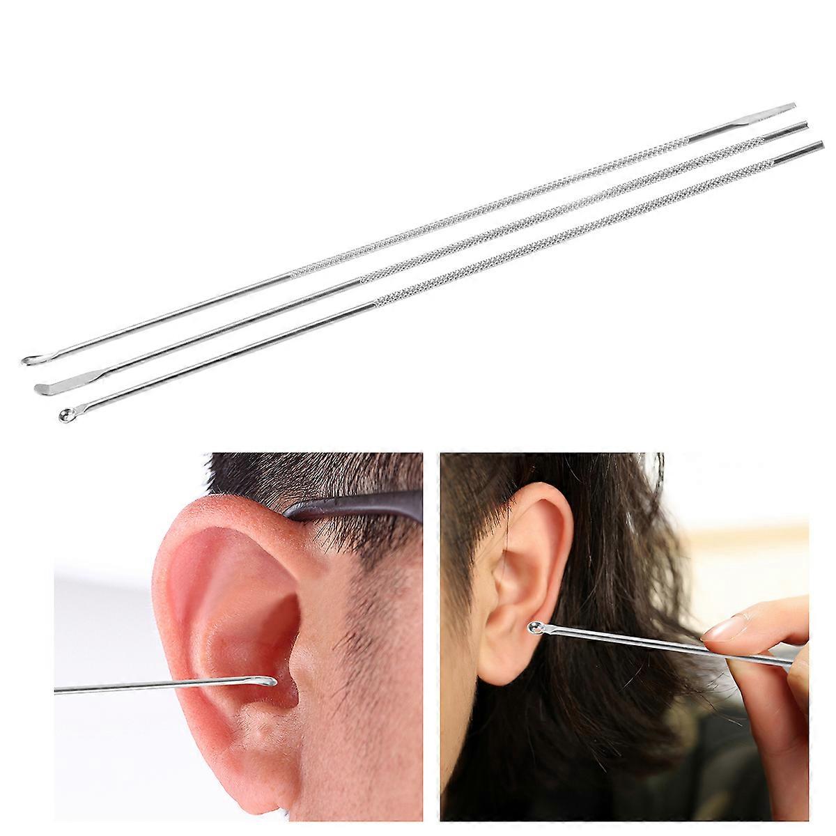 Ear Wax Removal Suction Portable Stainless Steel Remover Tools For Adults Silver 15.70X0.40X0.40CM 3Pcs