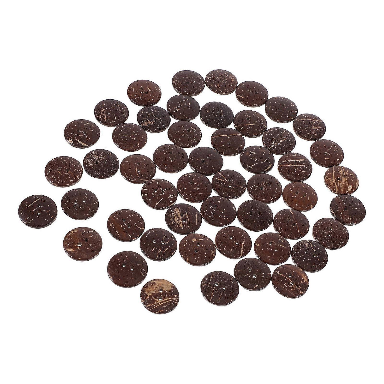 Round Buttons For Crafting Natural Coconut Shell 2 Holes Diy Sewing Crafts Clothing Shoes Hats Bags Firm Stitch 50Pack