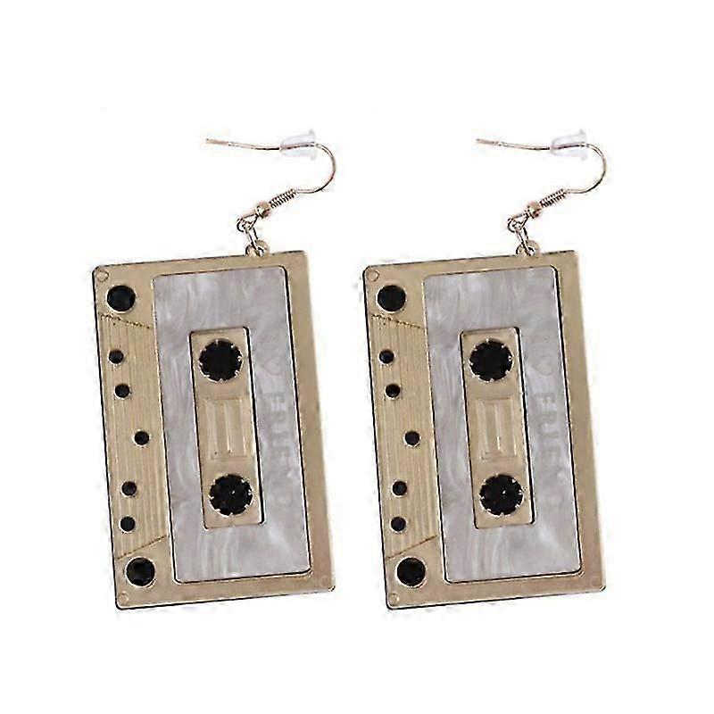 Cassette Tape Dangle Cute Pretty Earrings (Gold)