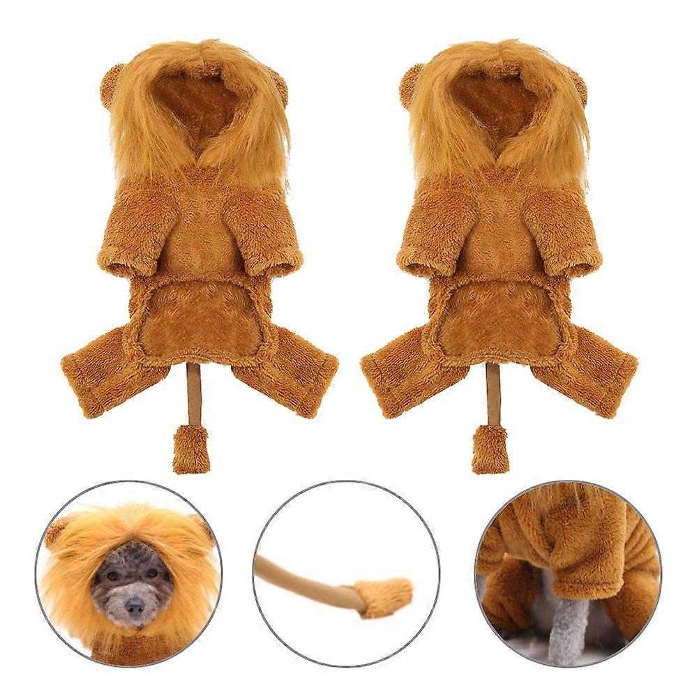 Costume for Dog Lion Shape Halloween Pet Cosplay Apparel Warm Outfits L Size 1Pack