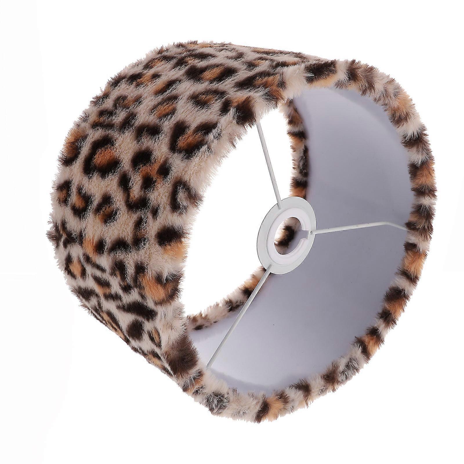 Table Light Shade Cloth Drum Lamp Shade E27 Socket Homeowners Hoteliers Leopard Polyester Iron Protective 1Set